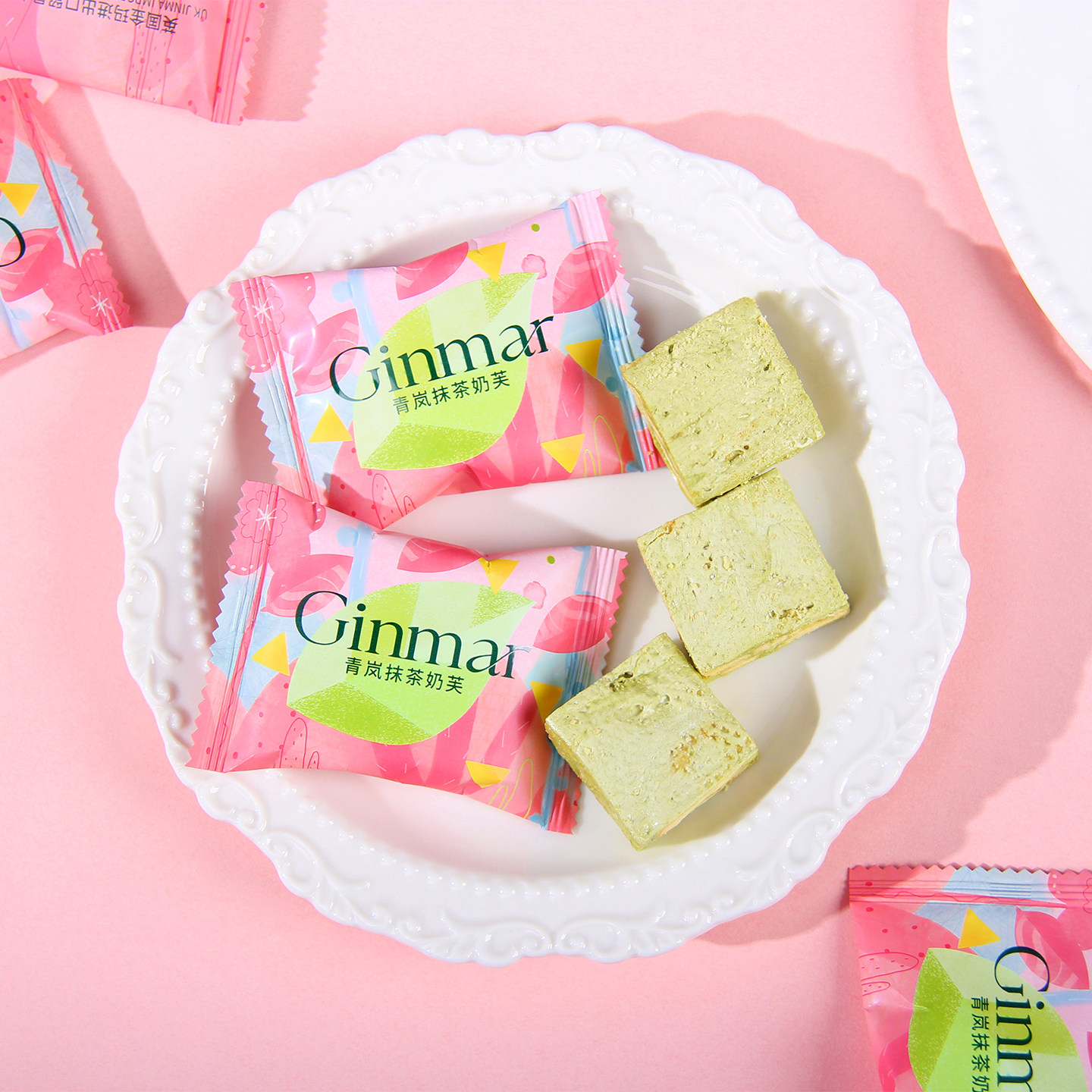 英国GINMAR金玛青岚抹茶味奶芙雪花酥牛轧糖结婚喜糖婚庆休闲零食