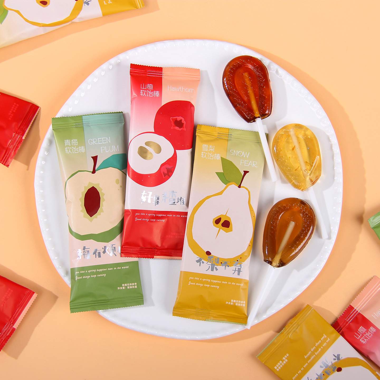 UNI-UT侑礼有糖山楂雪梨青梅软怡棒糖结婚喜糖婚礼伴手礼小零食