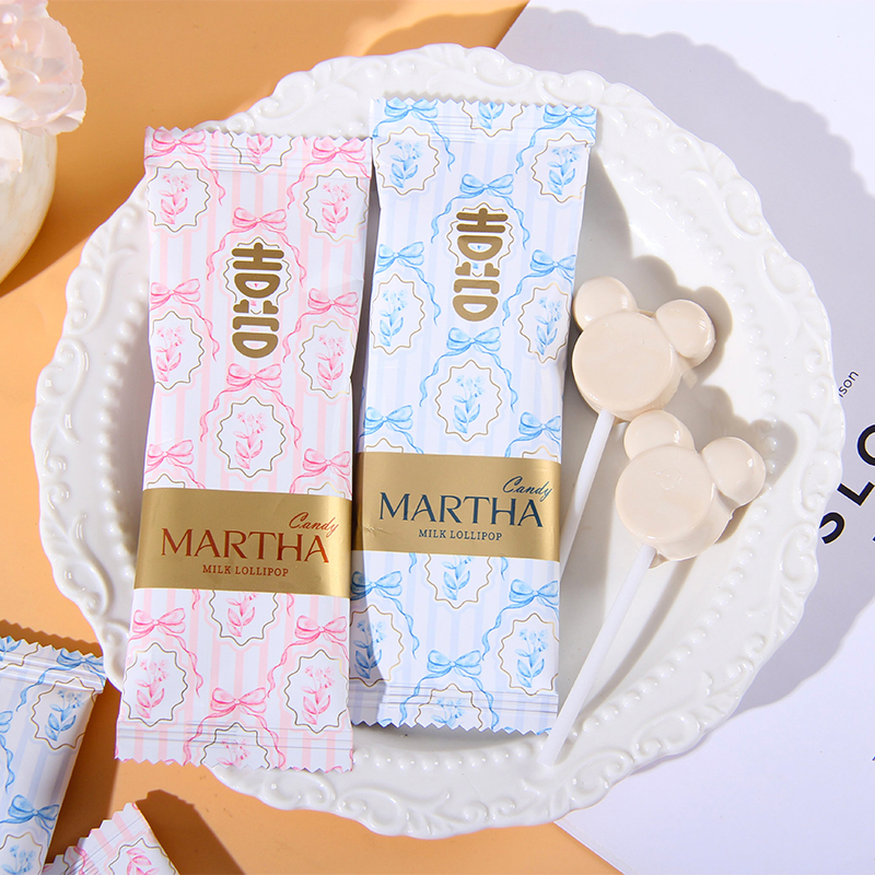 MARTHA 牛奶味棒棒糖结婚喜糖果婚礼喜宴棒棒糖喜事专用糖果批发