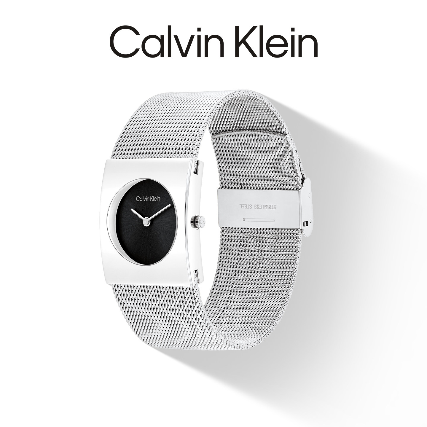 Calvin Klein官方正品石英女表钢带小表盘黑盘时尚腕表生日礼物