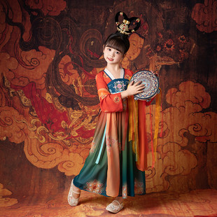 飞天乐鼓演出服敦煌舞蹈服儿童古典舞服装妙音反弹琵琶道具铃鼓女