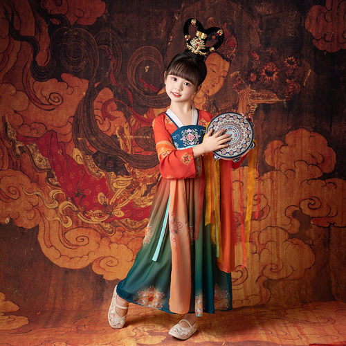 新款女童敦煌飞天儿童汉服演出服