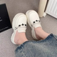 时尚 外穿凉拖白色半拖鞋 链条装 女包头拖鞋 女 饰厚底穆勒鞋 2026新款