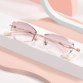 近视眼镜女纯钛眼镜框超轻无框有度数韩版 素颜瘦脸防蓝光近视镜
