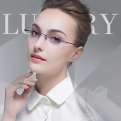 可配近视眼镜框女成品时尚 纯钛超轻无框镜架潮防蓝光抗辐射丹阳