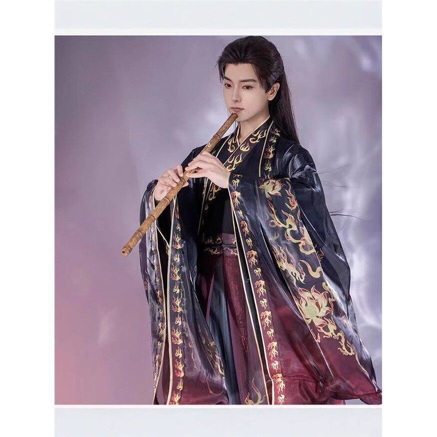 原创新款【火焰玉令】汉服男晋制中国风魏晋风交领齐腰襦裙大袖衫
