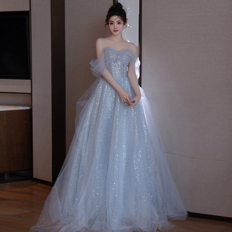 2026新款主持人高定宴会气质晚礼服裙轻奢小众高端聚会简单大方女