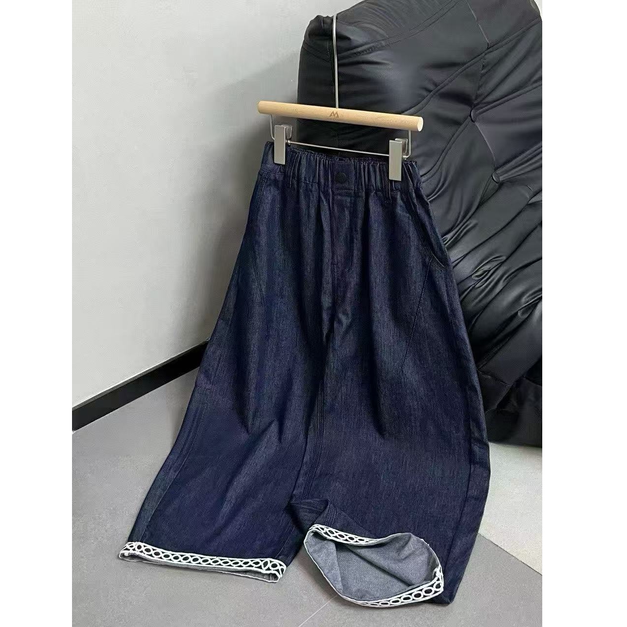 爱木橦女童天丝牛仔阔腿九分裤图片