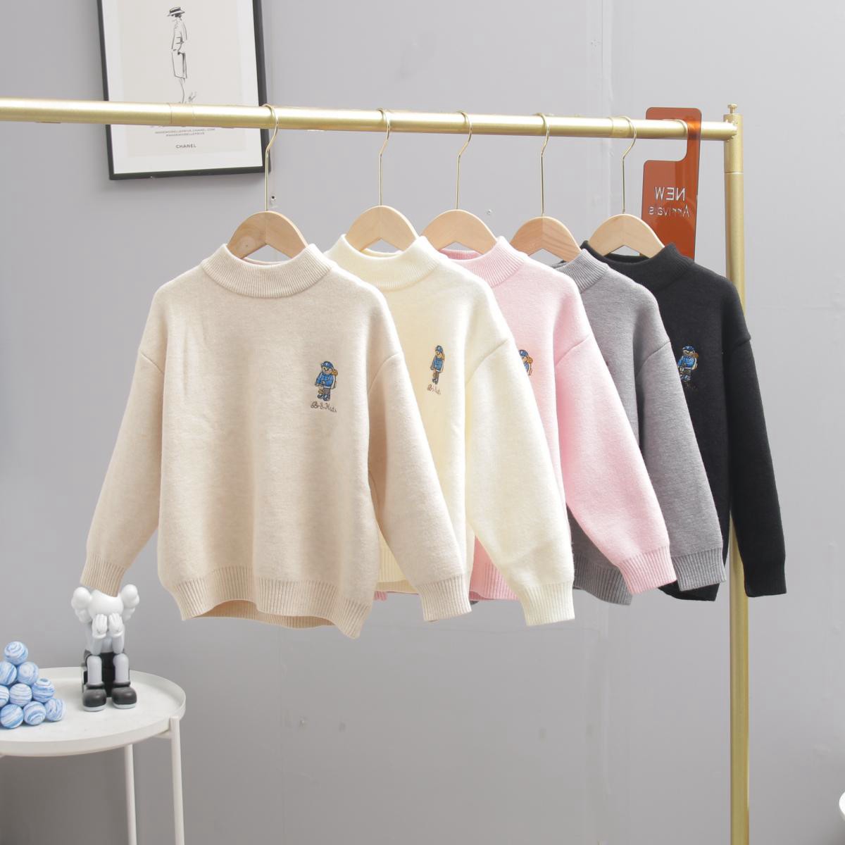 嗨大E小e童装男女童一体绒毛衣