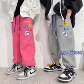 春秋季 新款 牛哆哆韩版 大E小e童装 休闲男女中大童针织运动裤 子3069