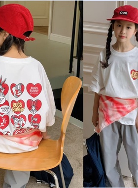 牛哆哆童装2025夏新款男女中大童兔八哥图案休闲百搭短袖T恤71212