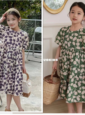 牛哆哆女童短袖连衣裙中大童夏装2024新款儿童宽松公主裙53308