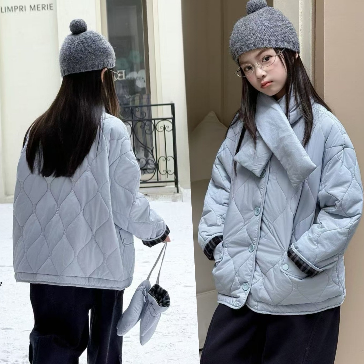 己又合童装冬款女童双面穿棉服