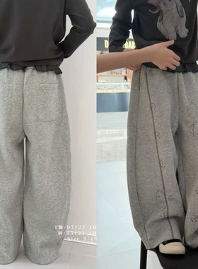 童乐鱼童装2025秋季新款儿童韩版蝴蝶印花休闲针织弯刀卫裤95125B