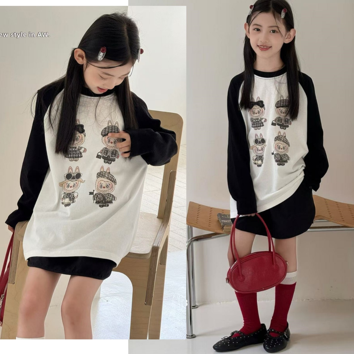 拉布布卡通2025秋款女童长袖T恤