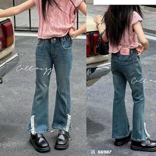 叫我格格秋装新款童装韩版女童洋气中大童喇叭裤牛仔裤66987