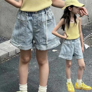 叫我格格女童裤子夏装2024新款韩版儿童牛仔短裤夏季女孩热裤7919