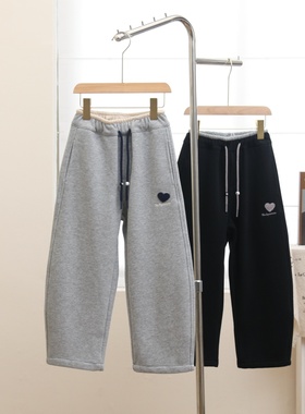 嗨大e小e童装2025新款男女童薄绒休闲针织裤中大童深秋卫裤25197