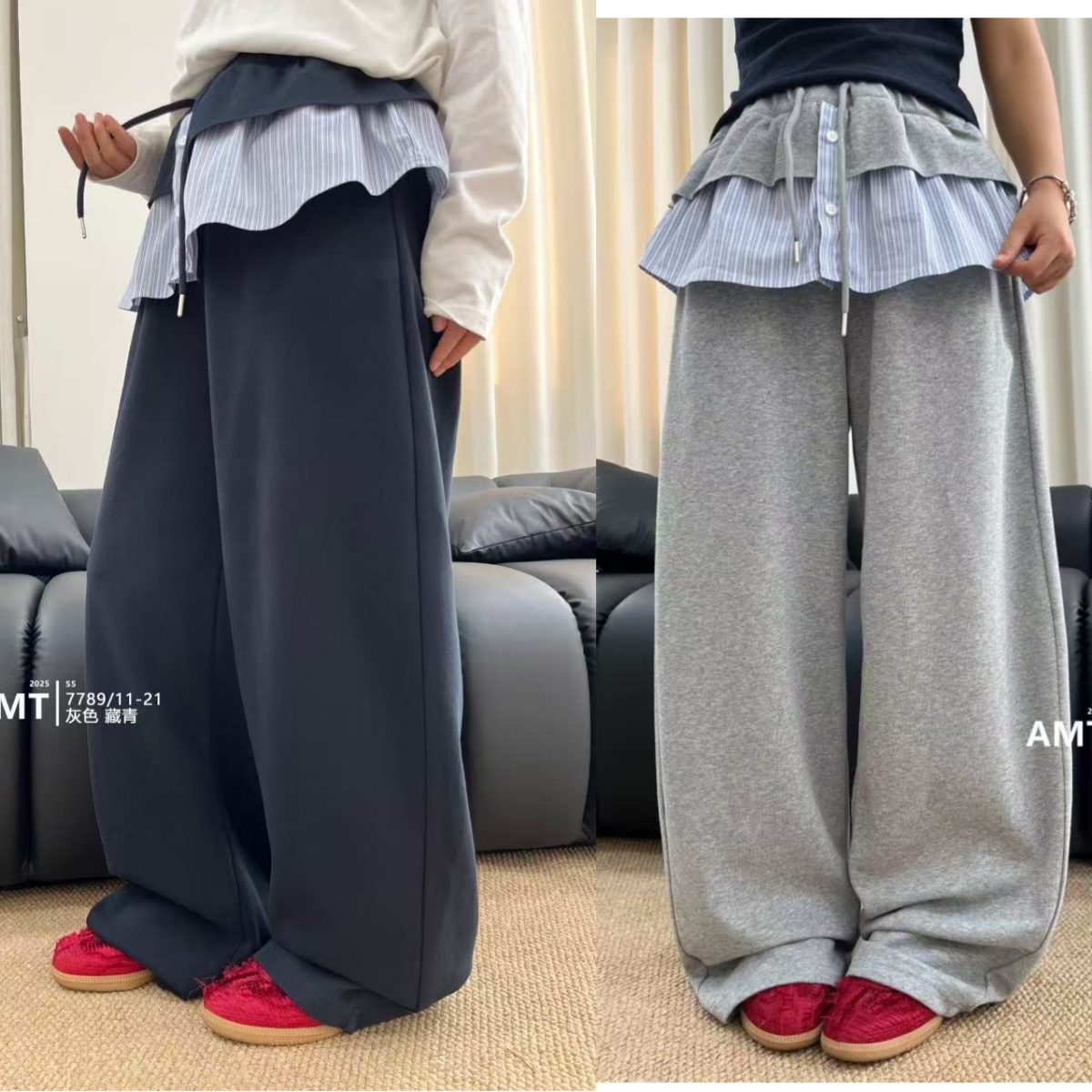 品牌童装女童荷叶边直筒裤秋款