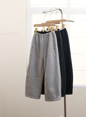 嗨大E小e童装2025冬季卫裤儿童弯刀一体绒运动裤男女童休闲裤8922