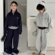 嗨大E小E童装 25155 拼接套装 2025秋新款 女童假两件运动风刺绣韩版