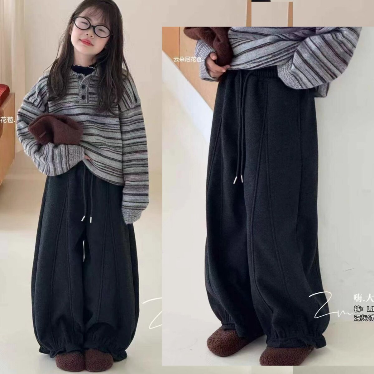 品牌童装女童加绒保暖花苞裤冬款图片