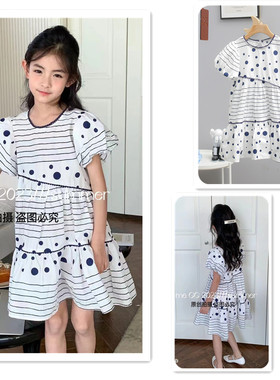 叫我格格女童连衣裙夏季全棉裙子中大童薄款棉布圆点裙33270