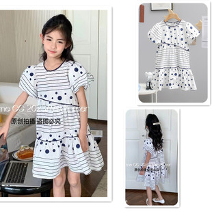 叫我格格女童连衣裙夏季全棉裙子中大童薄款棉布圆点裙33270