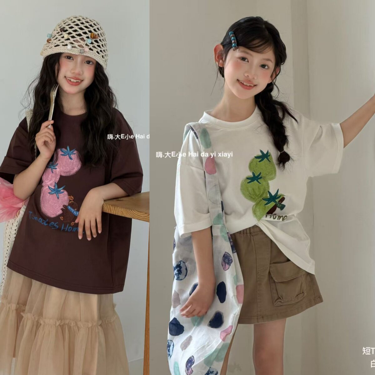 品牌童装夏季女童时尚印花短袖图片