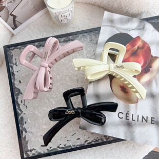 金标侧边新款上市飘带结大号抓夹耐用发量多盘发夹简约气质感发饰