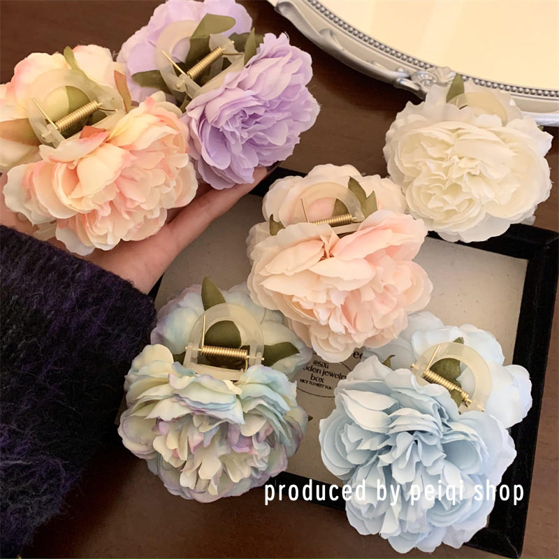 春夏新款度假风渐变仿真芍药花朵抓夹女后脑勺盘发鲨鱼夹头饰发饰,饰品/流行首饰/时尚饰品新,发饰,淘宝优惠券,粉丝福利购,淘宝优惠卷