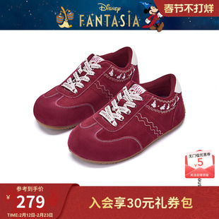 【迪士尼系列】热风红色德训鞋女2026年春季新款运动休闲鞋子新年