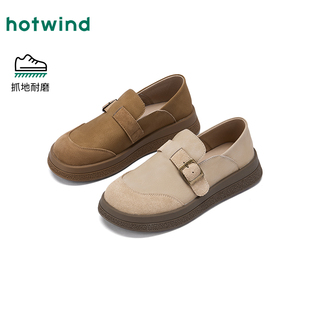 热风复古乐福鞋女鞋2025年秋季新款平底百搭配裙子勃肯鞋子单鞋