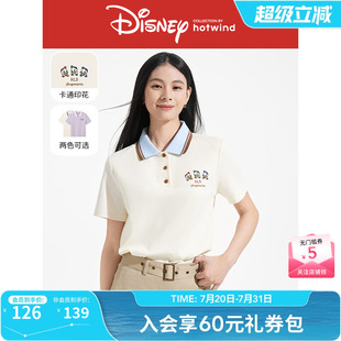 T恤IP联名短袖 热风女士polo衫 唐老鸭卡通印花短袖 2025年夏季 新款