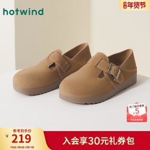 热风复古勃肯鞋2025年秋季新款女士平底两穿单鞋百搭休闲厚底女鞋