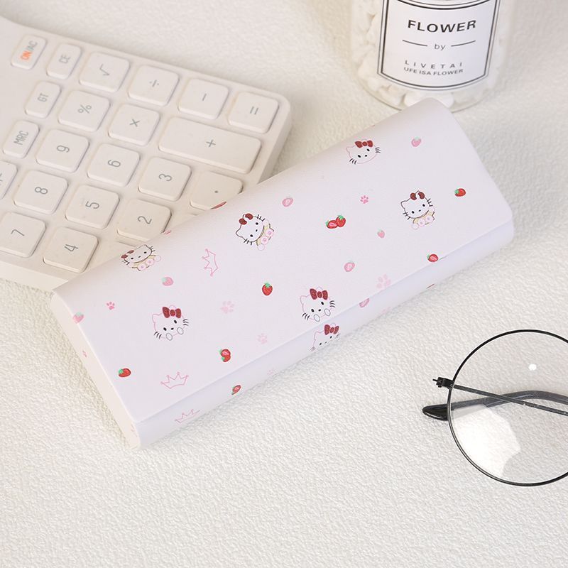 卡通凯蒂猫高颜值学生便携式近视眼镜盒抗压磁吸眼睛盒pu皮女