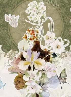 满18包邮xx studio小杜丽贝壳光分装特材拼贴贝壳光流麻手帐胶带