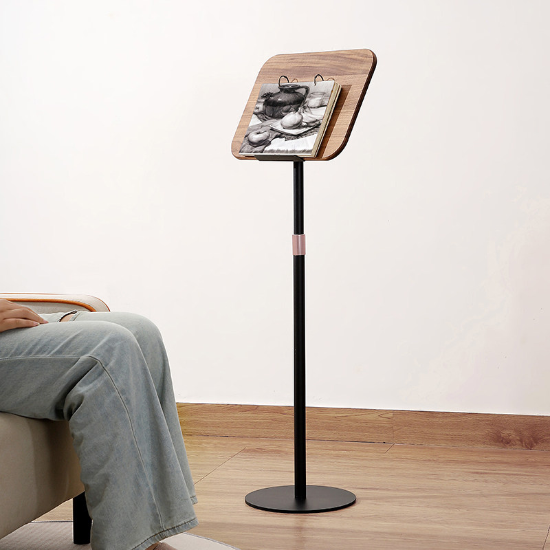 黑胡桃木读书支架立式阅读架儿童落地式看书神器可升降旋转琴谱架