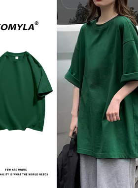 100%好穿夏季新款墨绿色短袖t恤女学生ins潮牌内搭打底衫纯色上衣