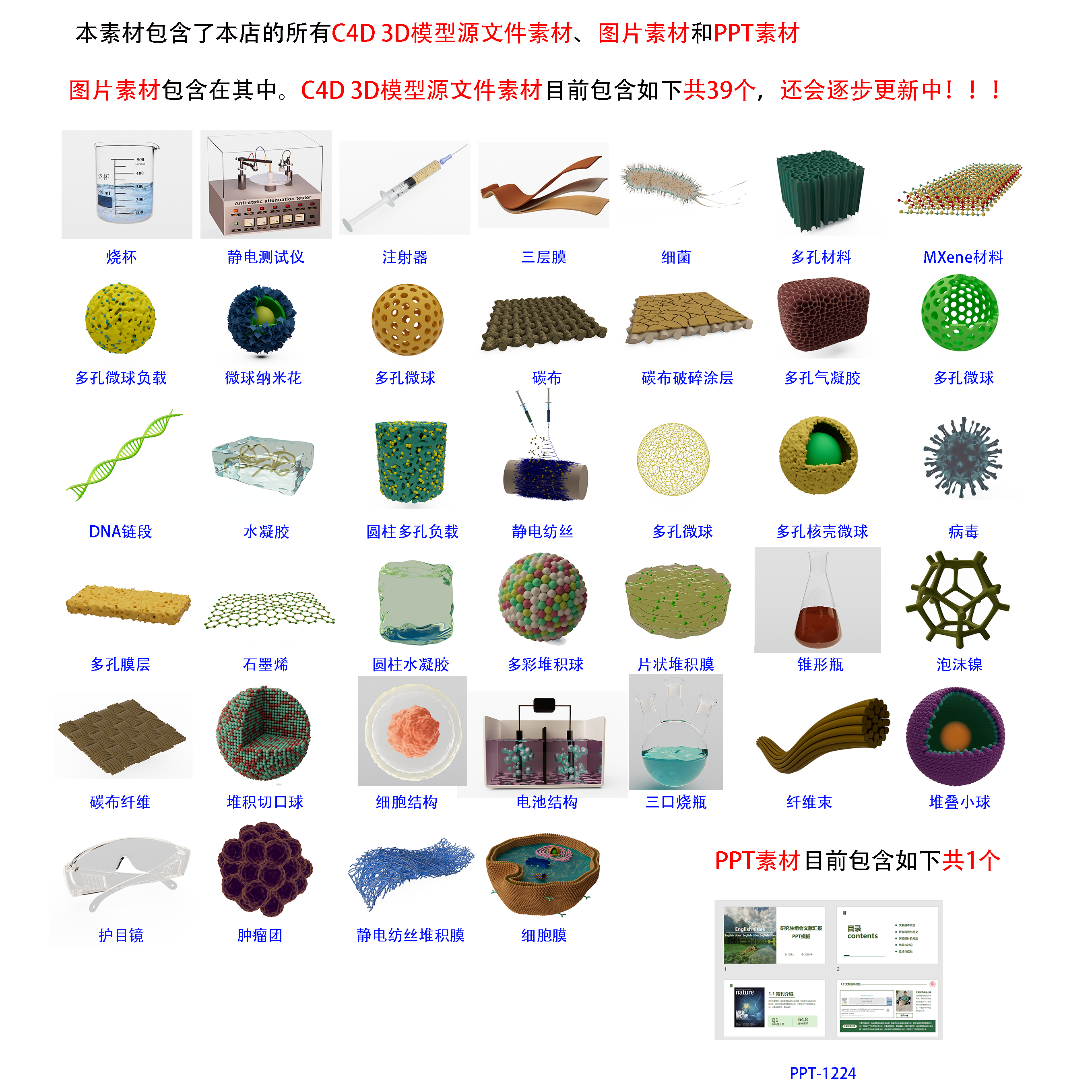 超实用生物化学C4D3D模型源文件