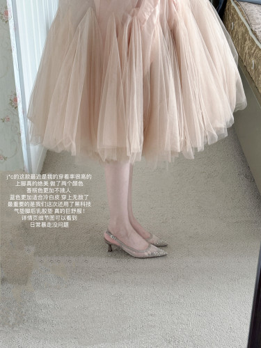 美女款j*c气质网纱水钻凉鞋女夏