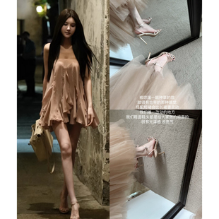 宴会凉鞋 气质水钻包头女鞋 ww琮瑗美女子舒适细跟绑带高跟鞋 lady