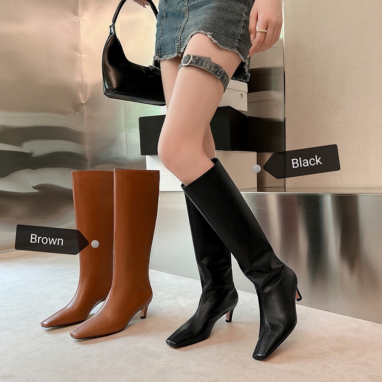 小众尖头长靴细跟骑士靴高跟长靴