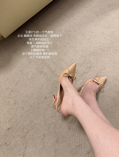 女性感细跟高跟鞋 lady L尖头气质蝴蝶结名媛细跟高跟鞋 女 ww新款