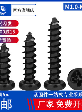 M1M1.2M1.3M1.4M1.5M1.6 黑色PA精密超小自攻螺丝钉 圆头十字微型