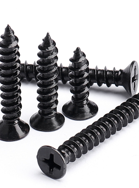 黑色不锈钢自攻螺丝平头十字沉头电工尖尾螺丝钉M1.7M2M2.3M3M4M5