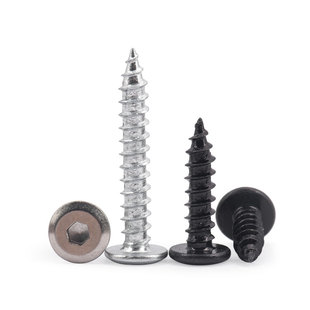 碳钢黑/镍/锌倒边内六角自攻螺钉大平头家具桌椅木牙螺丝钉M4M5M6