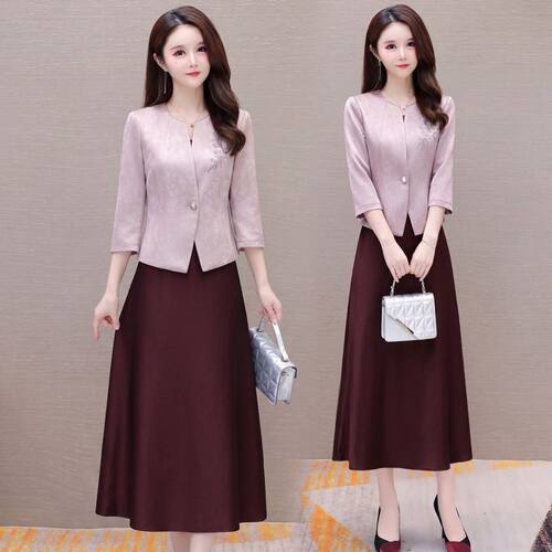优雅春秋妈妈礼服显瘦两件套