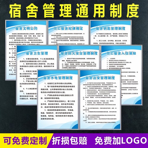 宿舍管理制度kt板消防须知安全牌