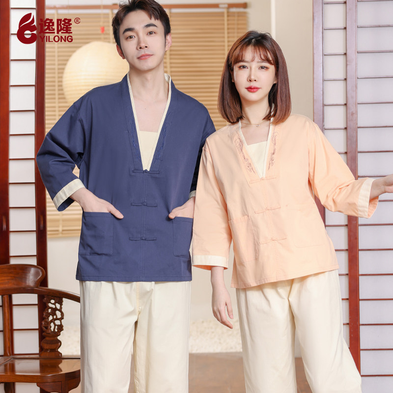 汗蒸服新款纯棉男女款洋气大码全棉温泉按摩桑拿足浴足疗浴服长袖,居家布艺,汗蒸服,淘宝优惠券,粉丝福利购,淘宝优惠卷